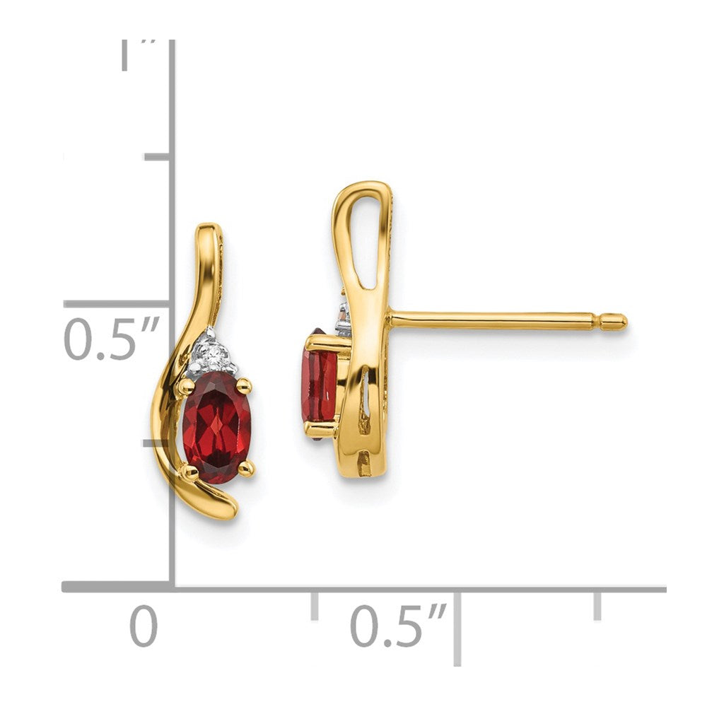 5x3 Oval January/Garnet and Diamond Post Earrings - WBC