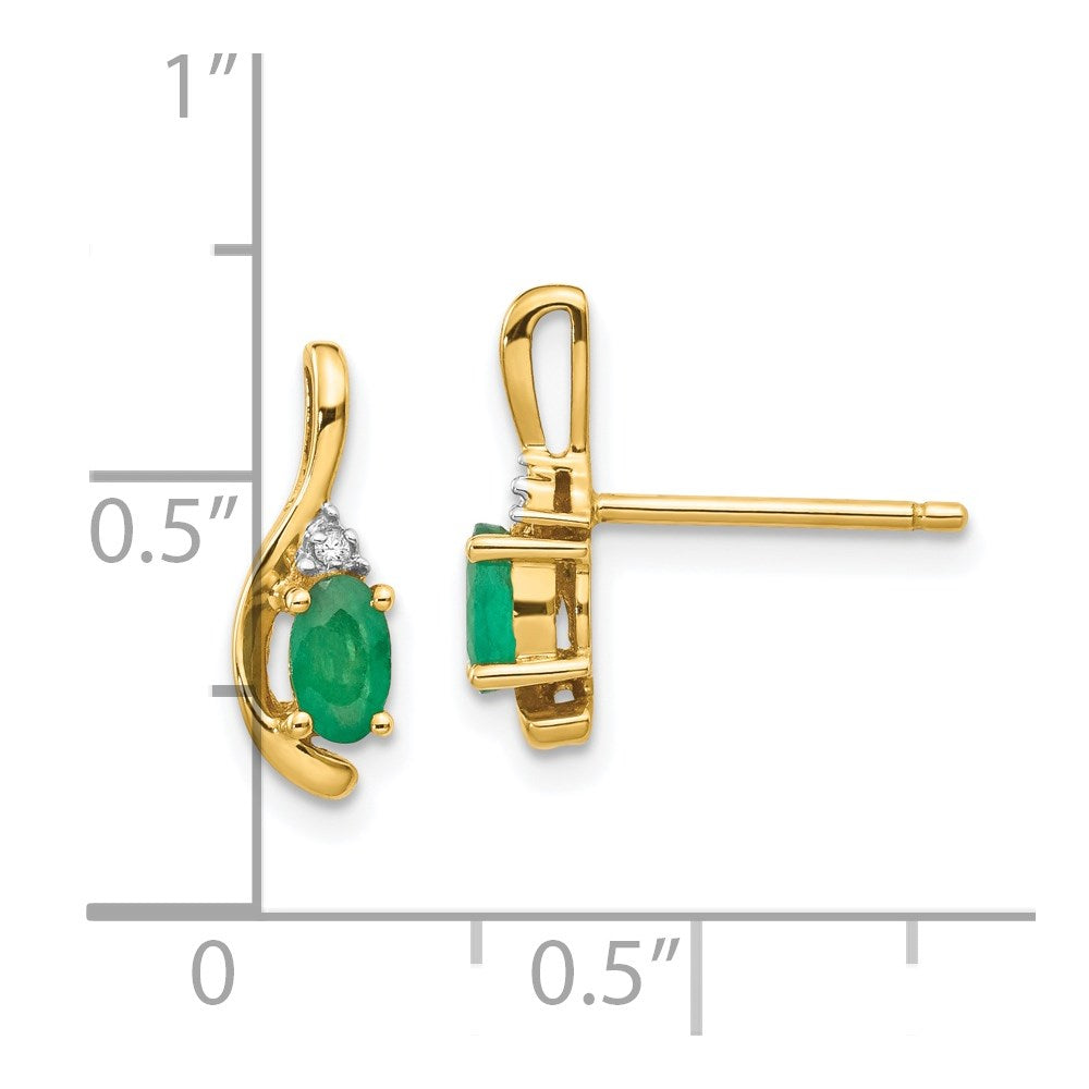 5x3 Oval May/Emerald and Diamond Post Earrings - WBC