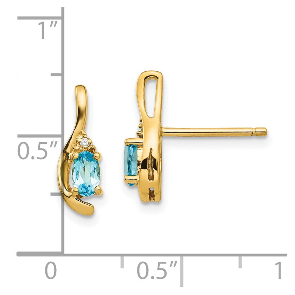 5x3 Oval December/Blue Topaz and Diamond Post Earrings - WBC