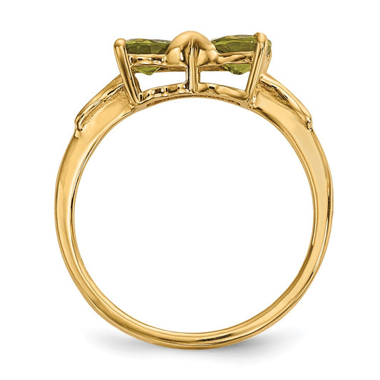 Polished August/Peridot Bow Ring - WBC