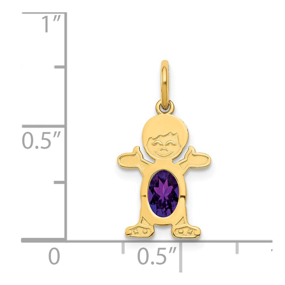 Boy Charm 6x4 Oval Genuine Amethyst-February - WBC