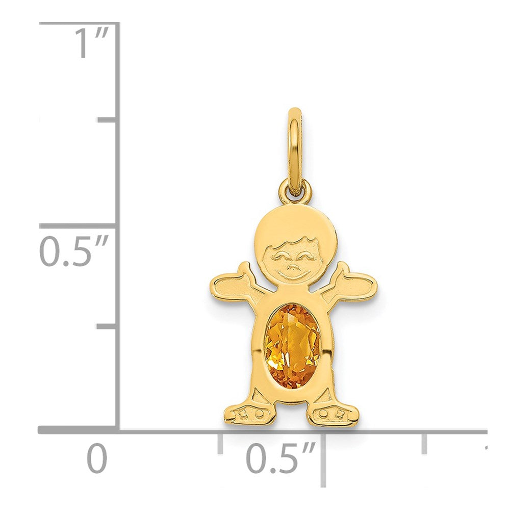 Boy Charm 6x4 Oval Genuine Citrine-November - WBC