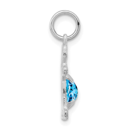 Girl Charm 6x4 Oval Genuine Blue Topaz-December - WBC