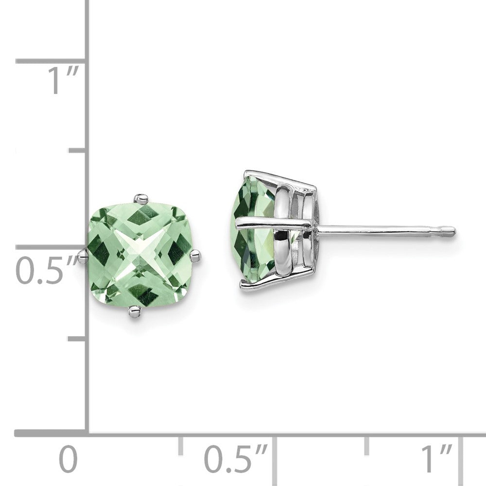 Cushion Green Quartz Checkerboard Post Earrings - WBC