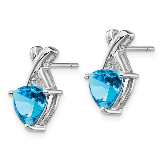 Trillion Blue Topaz and Topaz -X- Post Earrings - WBC