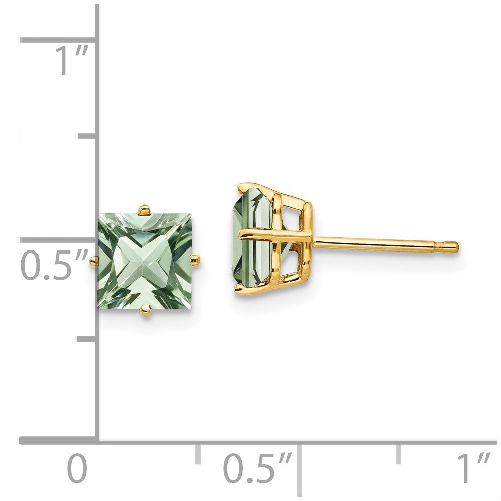 Square Green Quartz Post Earrings - WBC