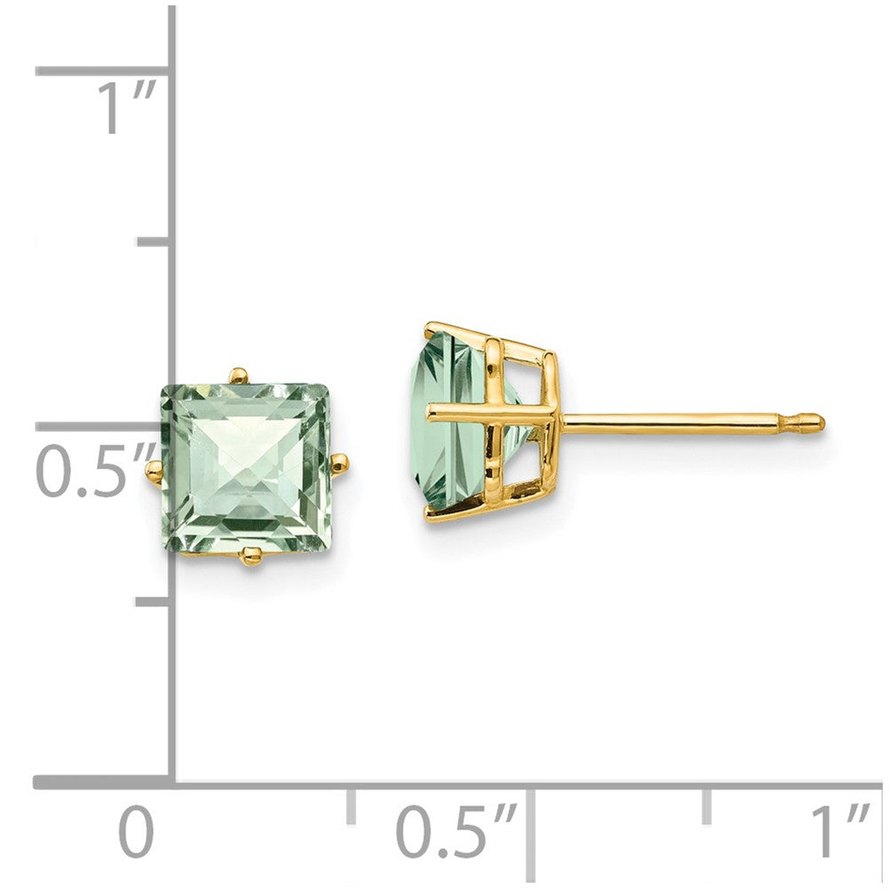 Square Checker-Cut Green Quartz Post Earrings - WBC