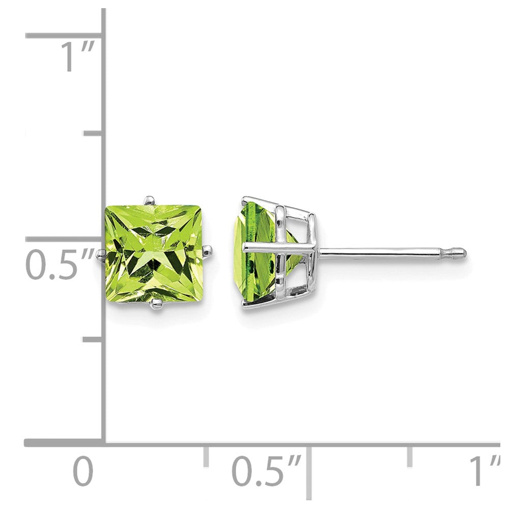 Square Step-Cut Peridot Post Earrings - WBC