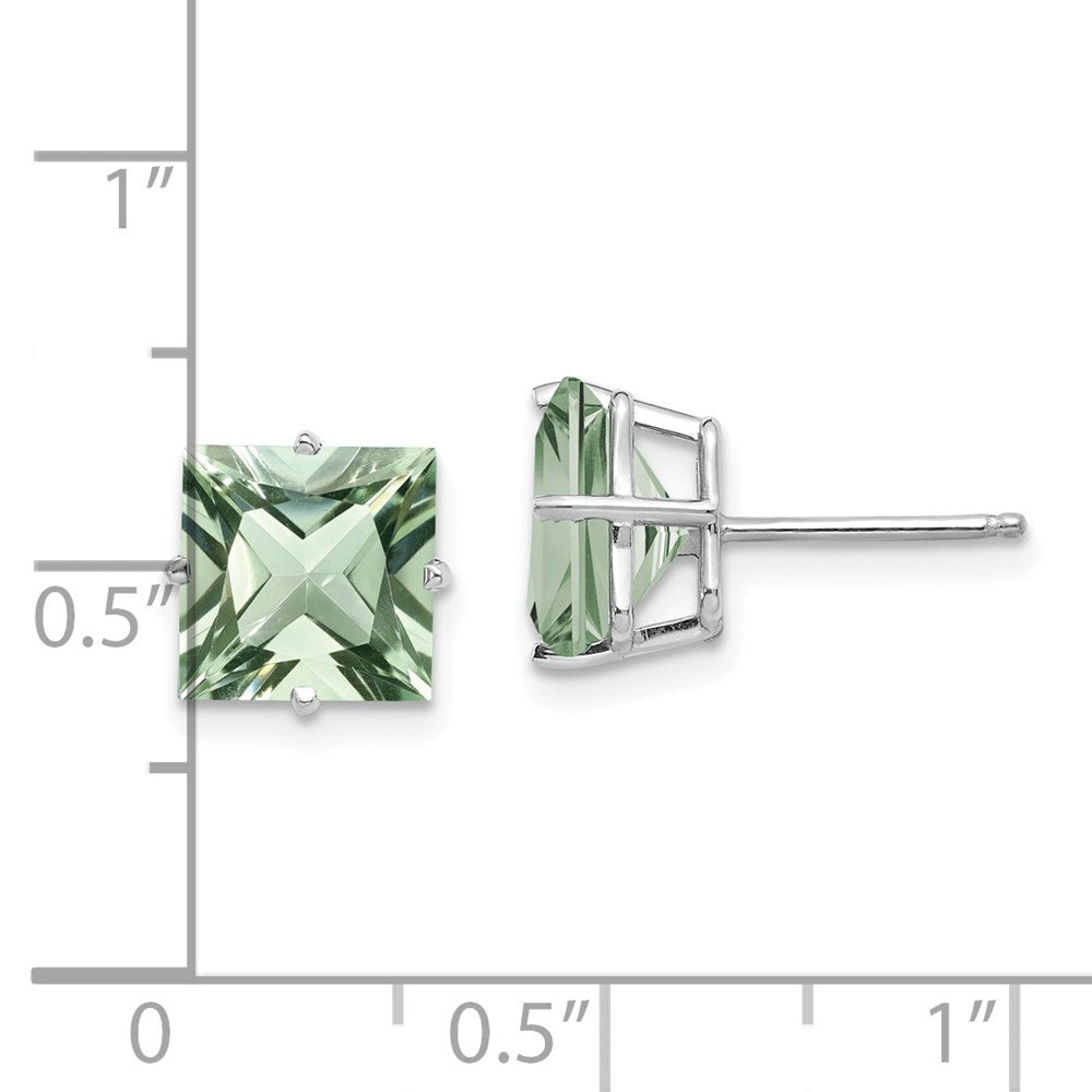 4-Prong Princess Green Quartz Post Earrings - WBC