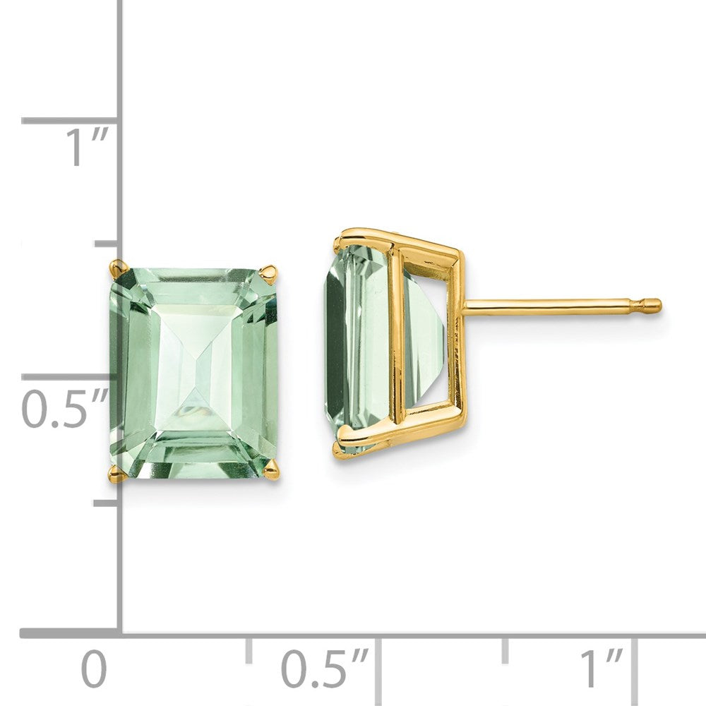 Emerald-Cut Green Quartz Post Earrings - WBC
