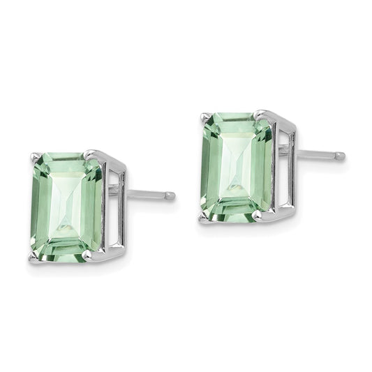 Emerald-Cut Green Quartz Post Earrings - WBC