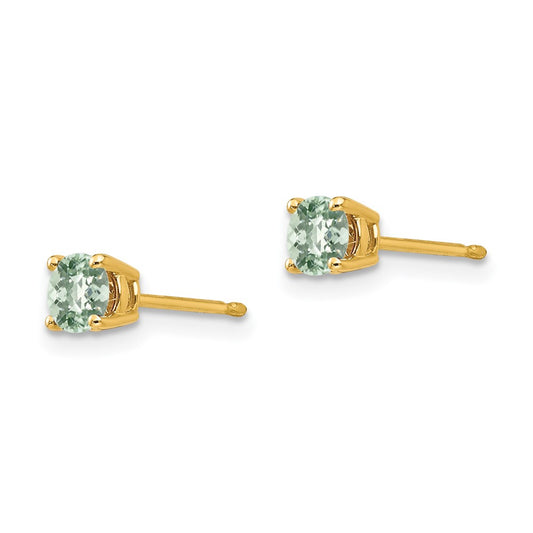 Round Checker-Cut Green Quartz Post Earrings - WBC