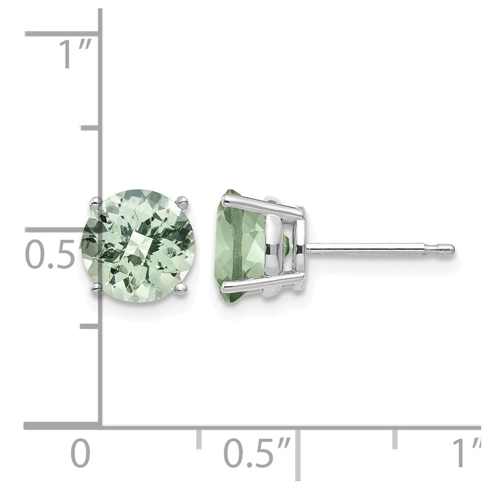 Round Checker-Cut Green Quartz Post Earrings - WBC