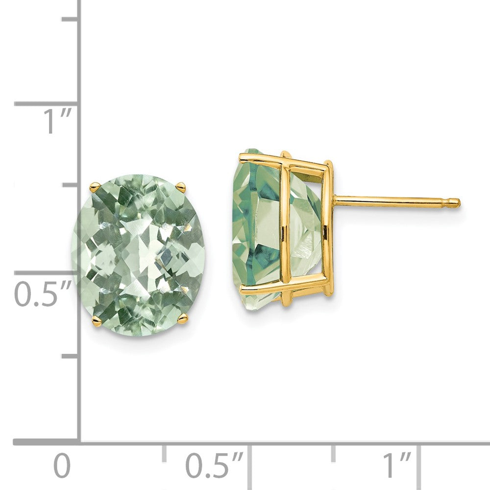 Oval Checker-Cut Green Quartz Post Earrings - WBC