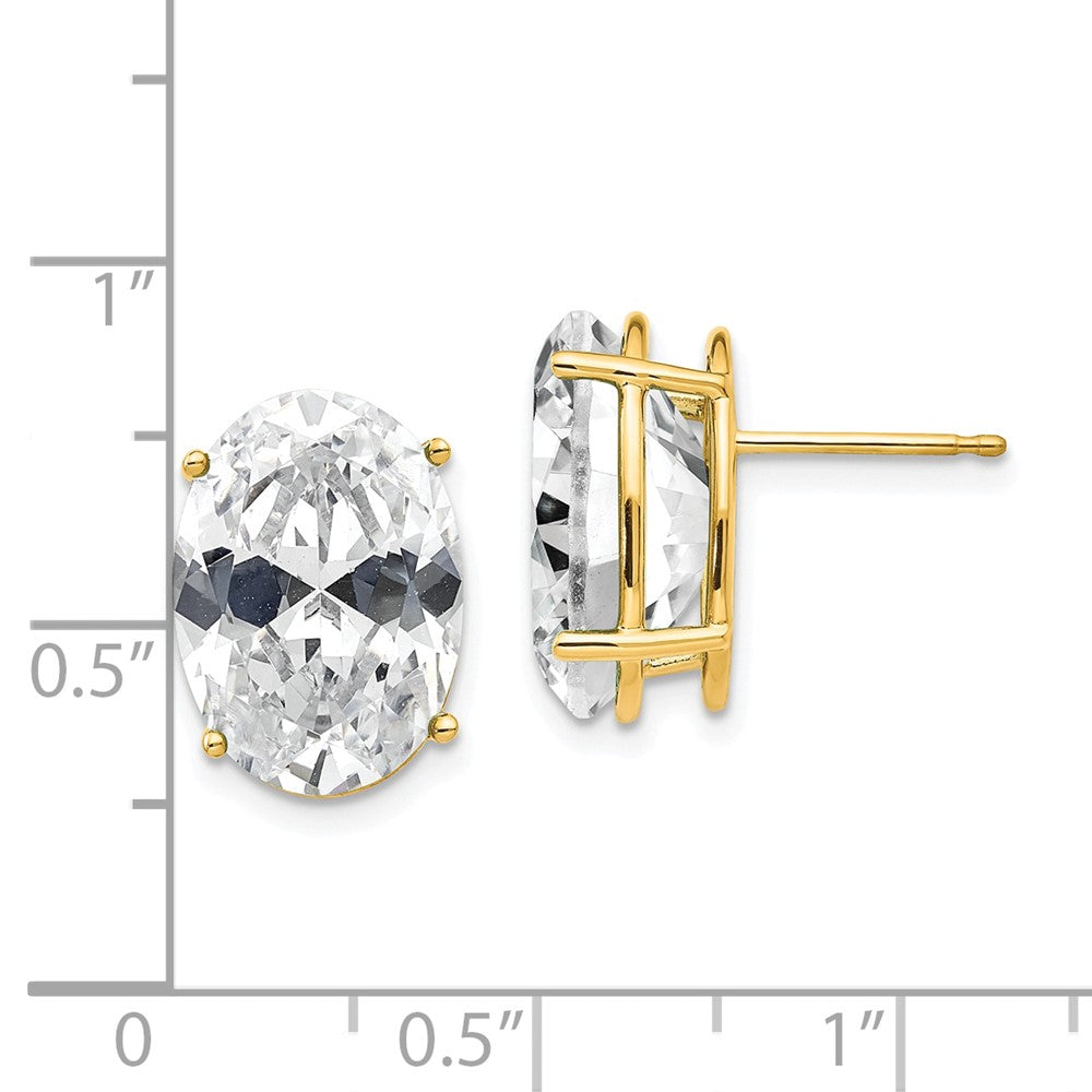 Oval Cubic Zirconia Post Earrings - WBC