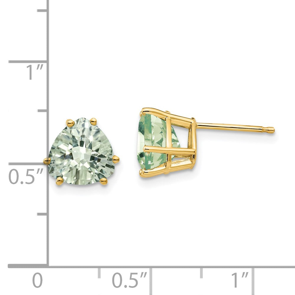 Trillion Checker-Cut Green Quartz Post Earrings - WBC