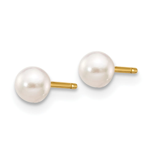 3- Round Akoya Saltwater Cultured Pearl Stud Post Earrings - WBC