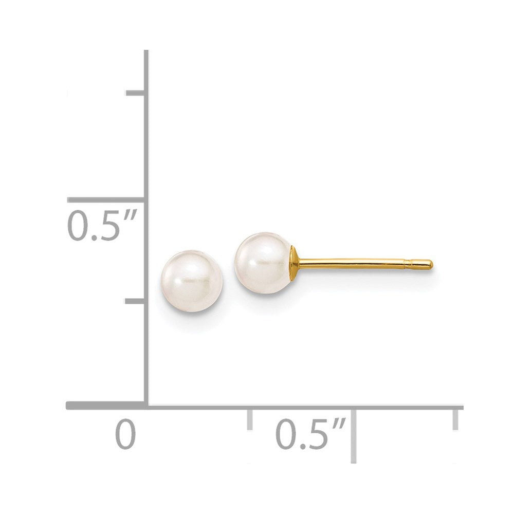 3- Round Akoya Saltwater Cultured Pearl Stud Post Earrings - WBC