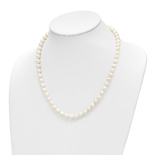 14K Gold 7mm Near-Round Freshwater Cultured Pearl Necklace & Button Earrings Set