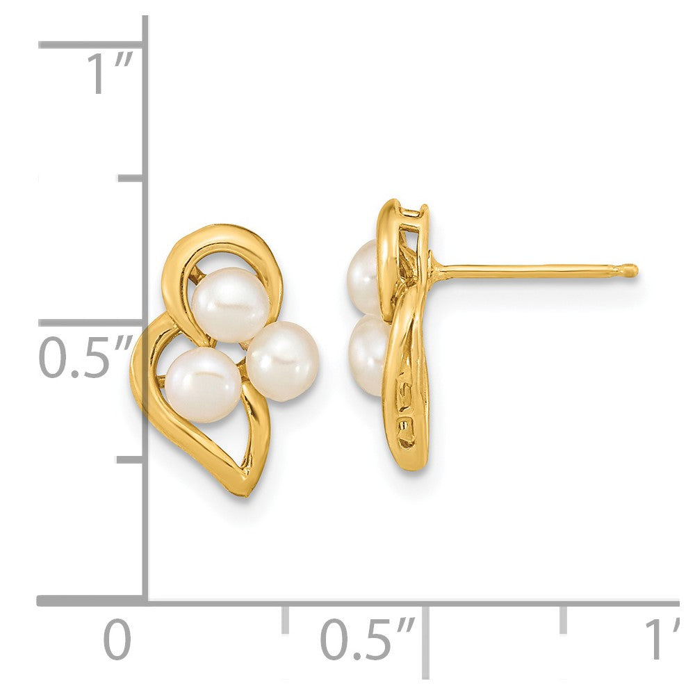 3- Button Freshwater Cultured Pearl Post Earrings - WBC