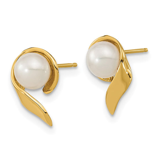 5- Button Freshwater Cultured Pearl Post Earrings - WBC