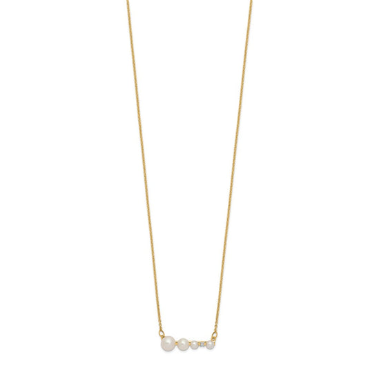 Graduated Round Freshwater Cultured Pearl and 0.01 carat Diamond Necklace - WBC