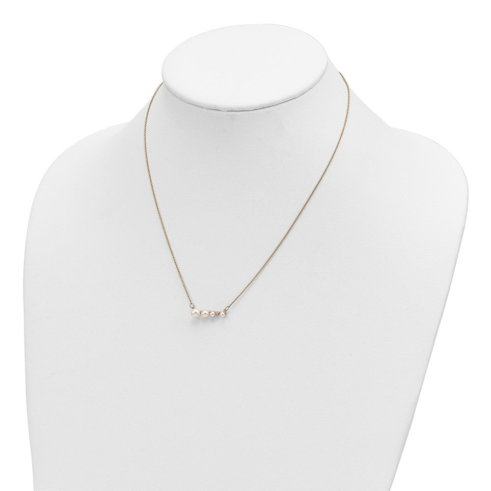 Graduated Round Freshwater Cultured Pearl and 0.01 carat Diamond Necklace - WBC