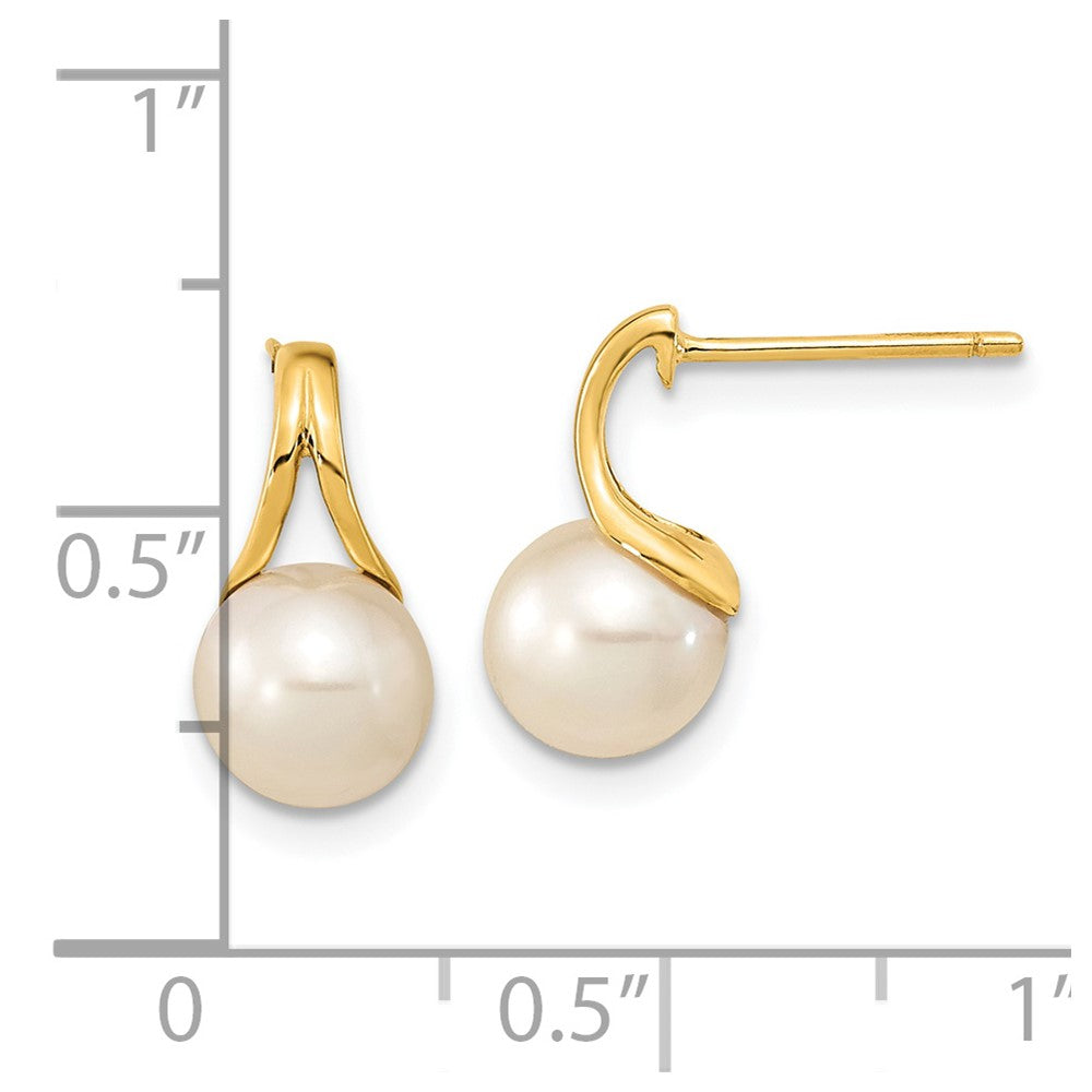 7- Round Freshwater Cultured Pearl Post Earrings - WBC