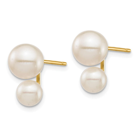 and Round Freshwater Cultured Double Pearl Post Earrings - WBC