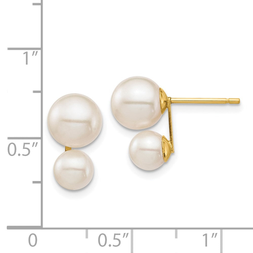 and Round Freshwater Cultured Double Pearl Post Earrings - WBC