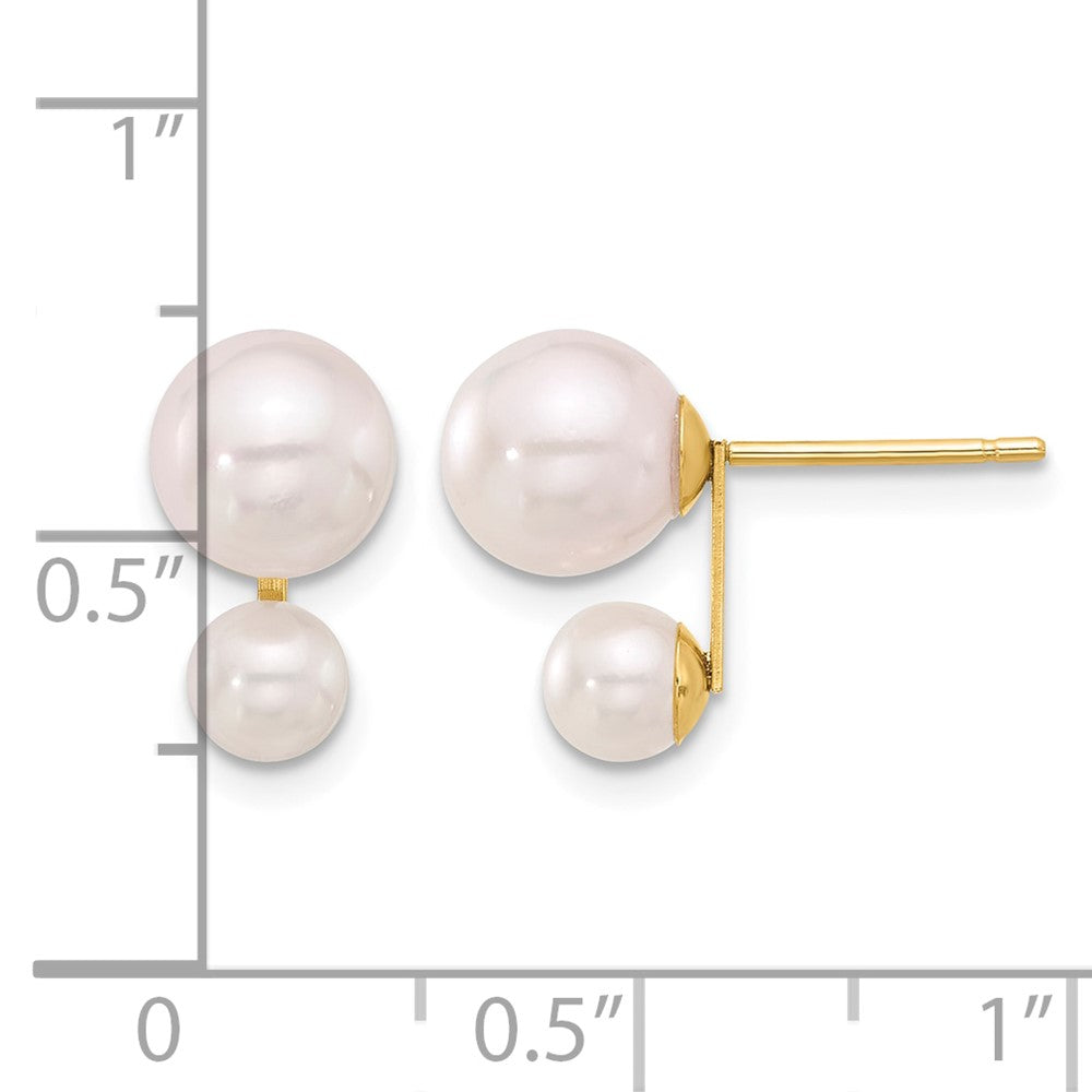 4- and 6- Round Akoya Saltwater Cultured Pearl Post Earrings - WBC