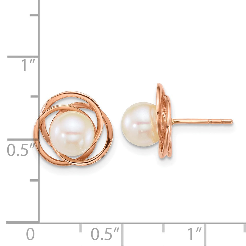 Polished 6- Round South Sea Saltwater Cultured Pearl Love Knot Post Earrings - WBC
