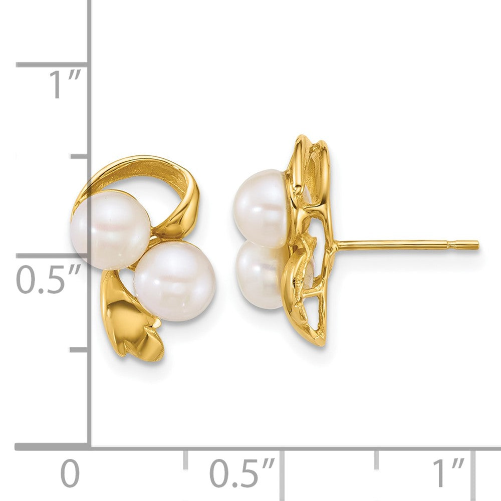 Polished 5- Button Freshwater Cultured 2-Pearl Post Earrings - WBC