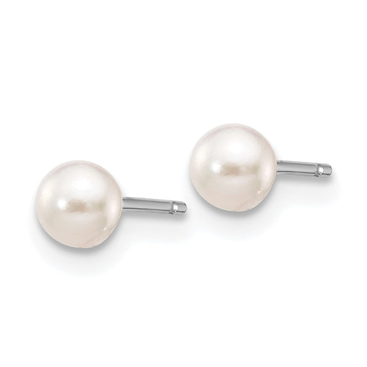 3- Round Akoya Saltwater Cultured Pearl Post Earrings - WBC