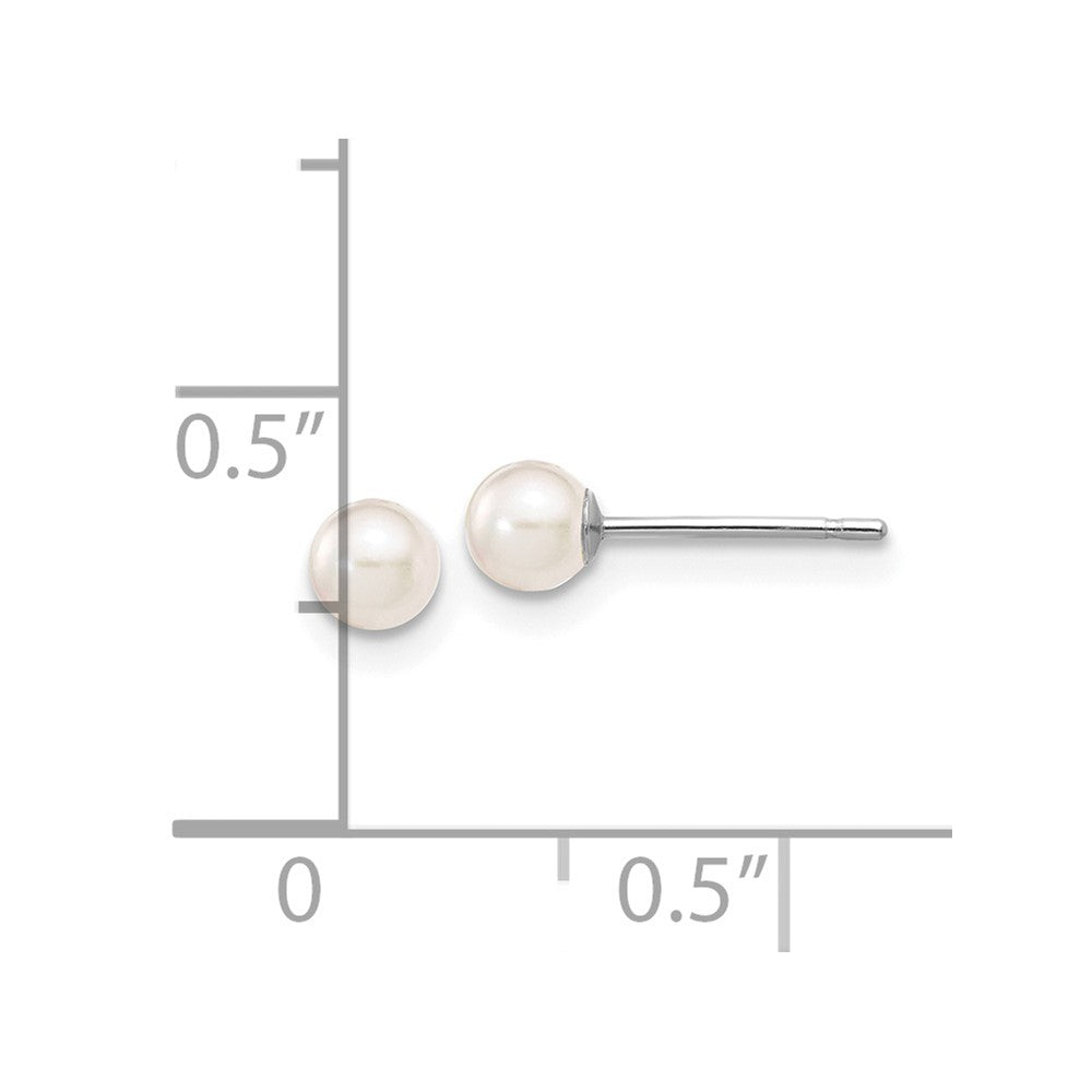 3- Round Akoya Saltwater Cultured Pearl Post Earrings - WBC