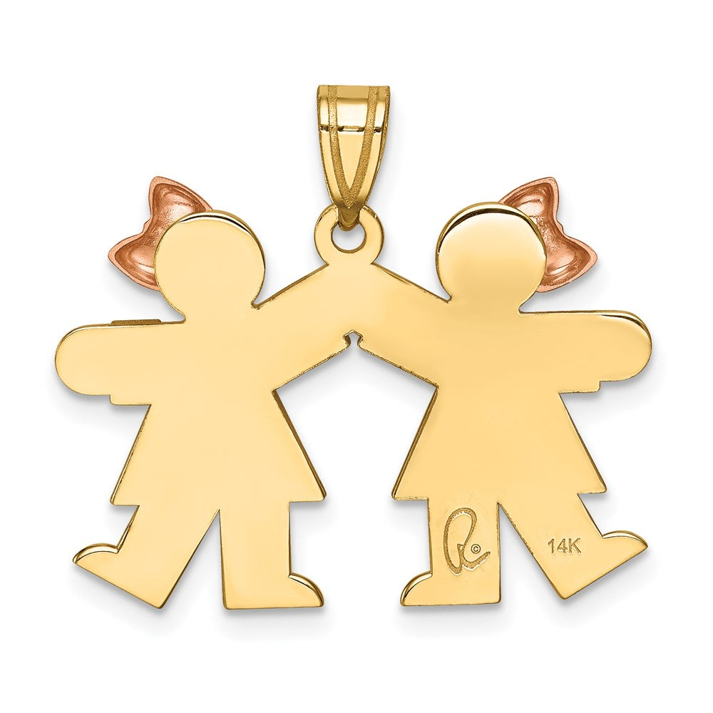 Two-tone The Kids Small Double Girls Engravable Kiss Charm - WBC
