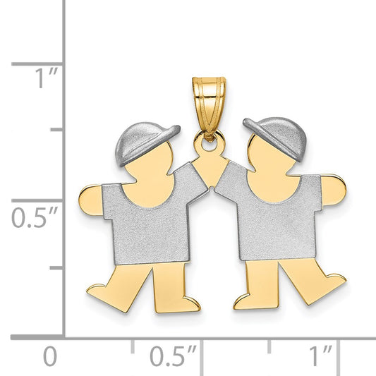 Two-tone The Kids Small Double Boys Engravable Kiss Charm - WBC