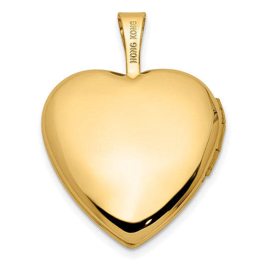 14K Gold Textured & Polished Paw Prints Heart Locket, 16.2mm