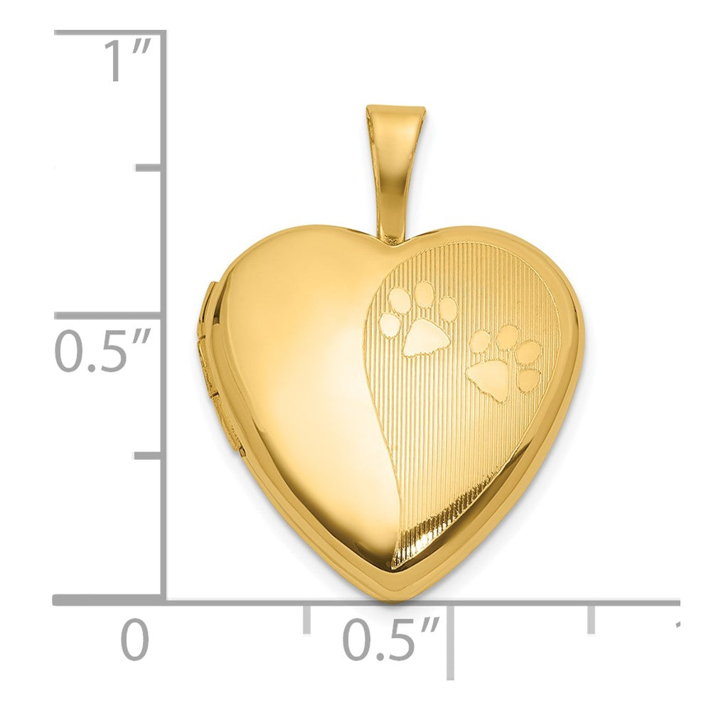 Textured and Polished Paw Prints Heart Locket - WBC