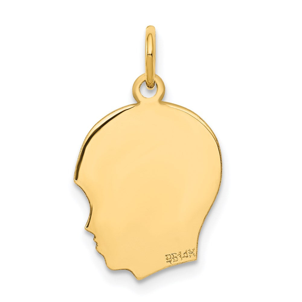 Plain Medium .009 Gauge Facing Right Engravable Boy Head Charm - WBC