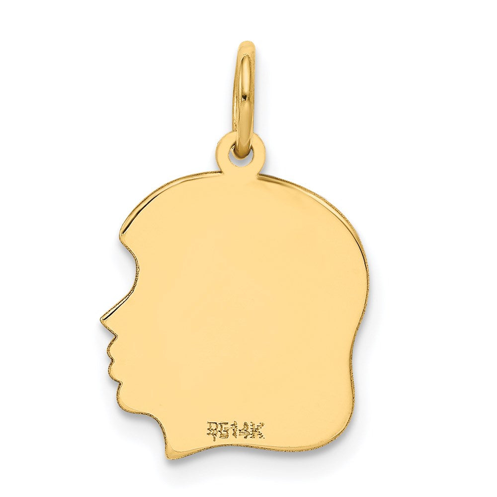 Plain Medium .013 Gauge Facing Right Engravable Girl Head Charm - WBC
