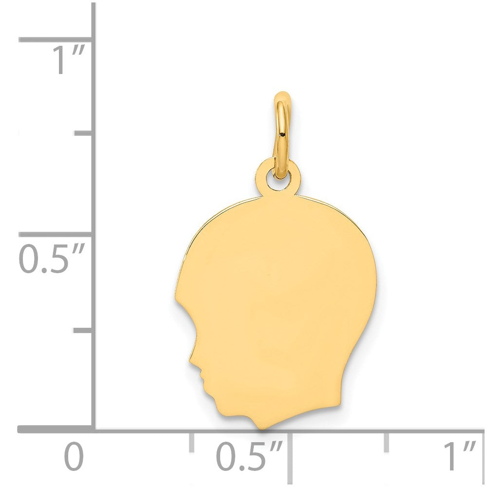 Plain Medium .013 Gauge Facing Left Engravable Boy Head Charm - WBC