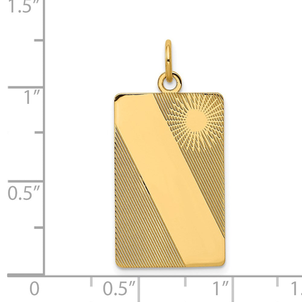 Patterned Sunburst with Diagonal Stripe .013 Gauge Engravable Rectangular Disc Charm - WBC