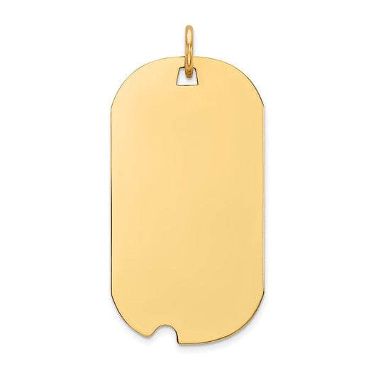 14K Gold Engravable Dog Tag with Notch Disc Charm, 13mm