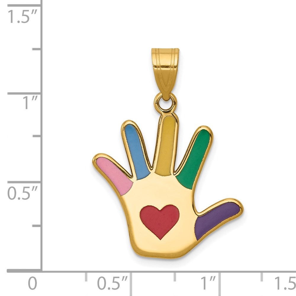 Enameled Autism with Heart Handprint Pendant - WBC