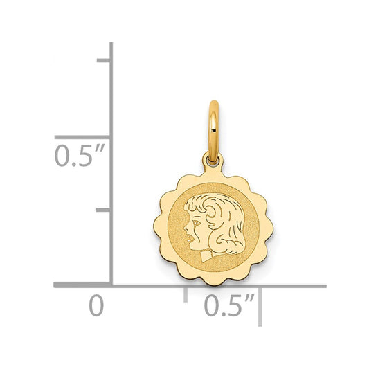 Girl Head on .009 Gauge Engravable Scalloped Disc Charm - WBC