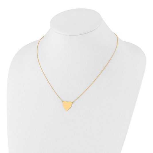14K Gold Heart Engravable Disc Necklace