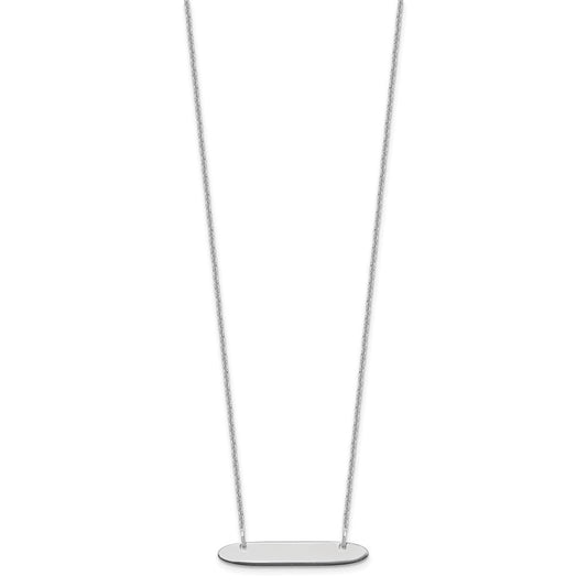 10K White Gold Personalized Small Oblong Blank Bar Necklace