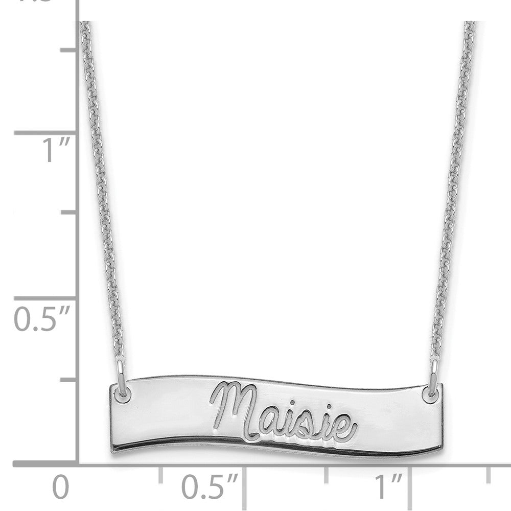 Small ALWAYS IN MY HEART Curved Bar Necklace - WBC