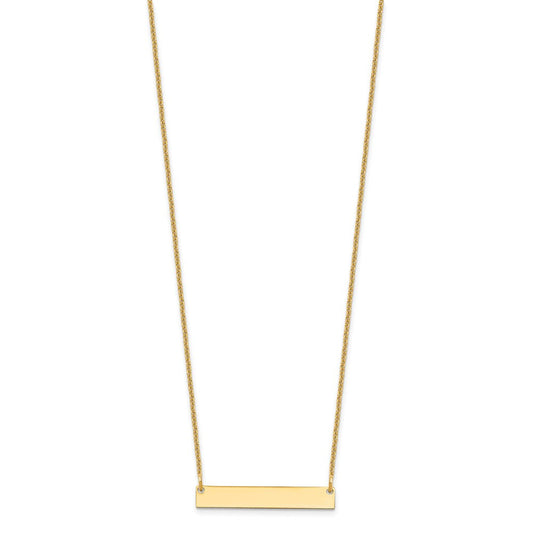 14K Gold Personalized Small Polished Blank Bar Necklace